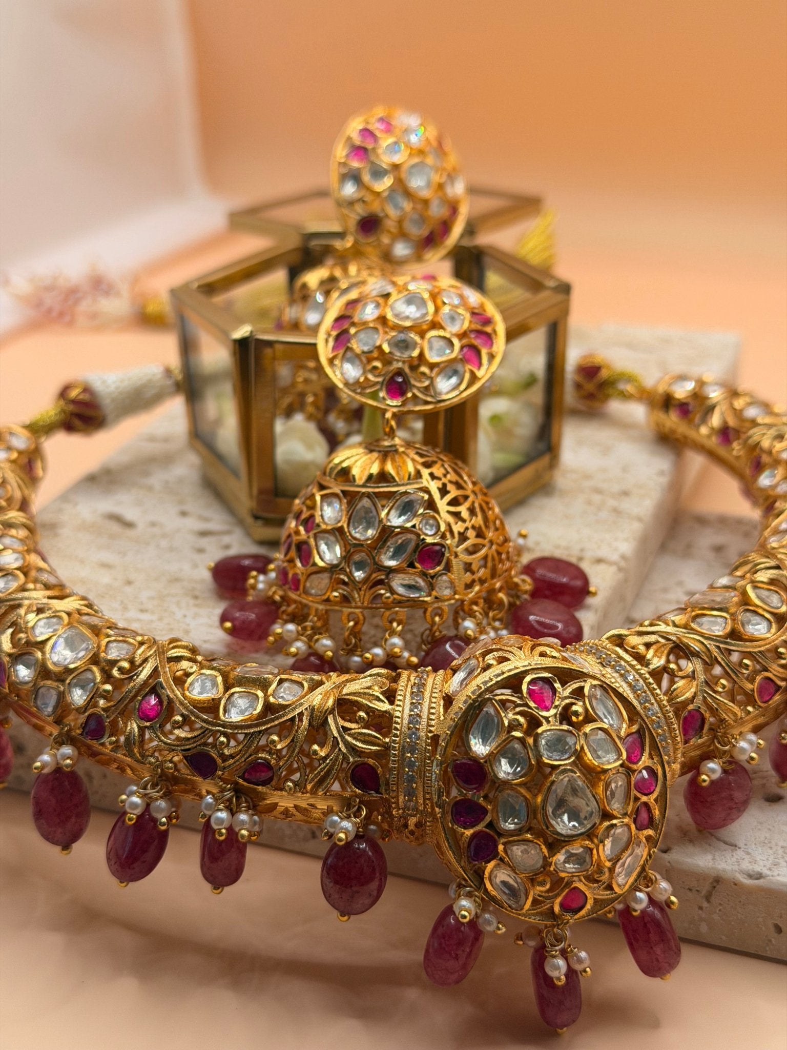 Heritage Ruby Kundan Hasli Choker Set - Suramya