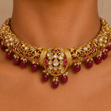 Heritage Ruby Kundan Hasli Choker Set - Suramya