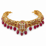 Heritage Ruby Kundan Hasli Choker Set - Suramya Designs