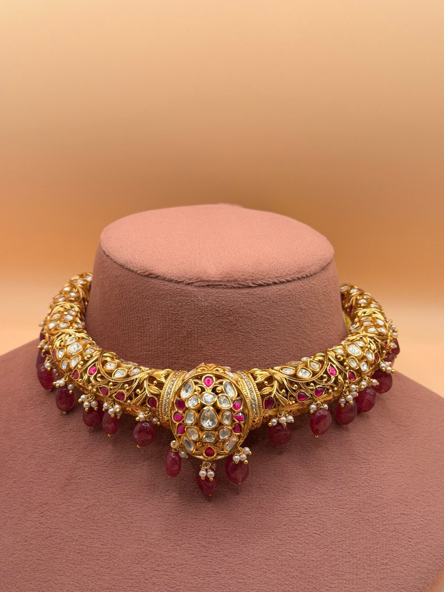 Heritage Ruby Kundan Hasli Choker Set - Suramya