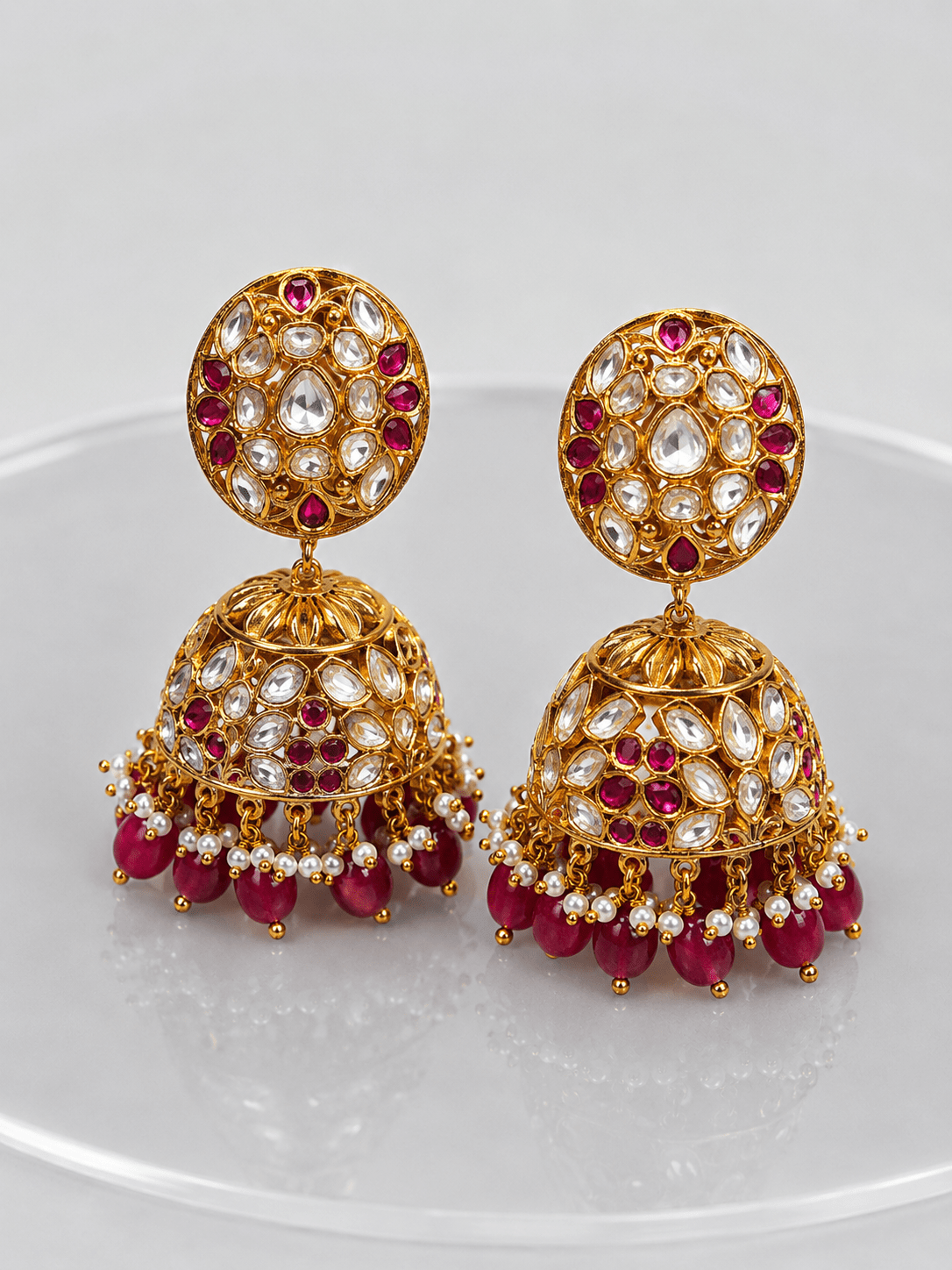 Heritage Ruby Kundan Hasli Choker Set - Suramya Designs