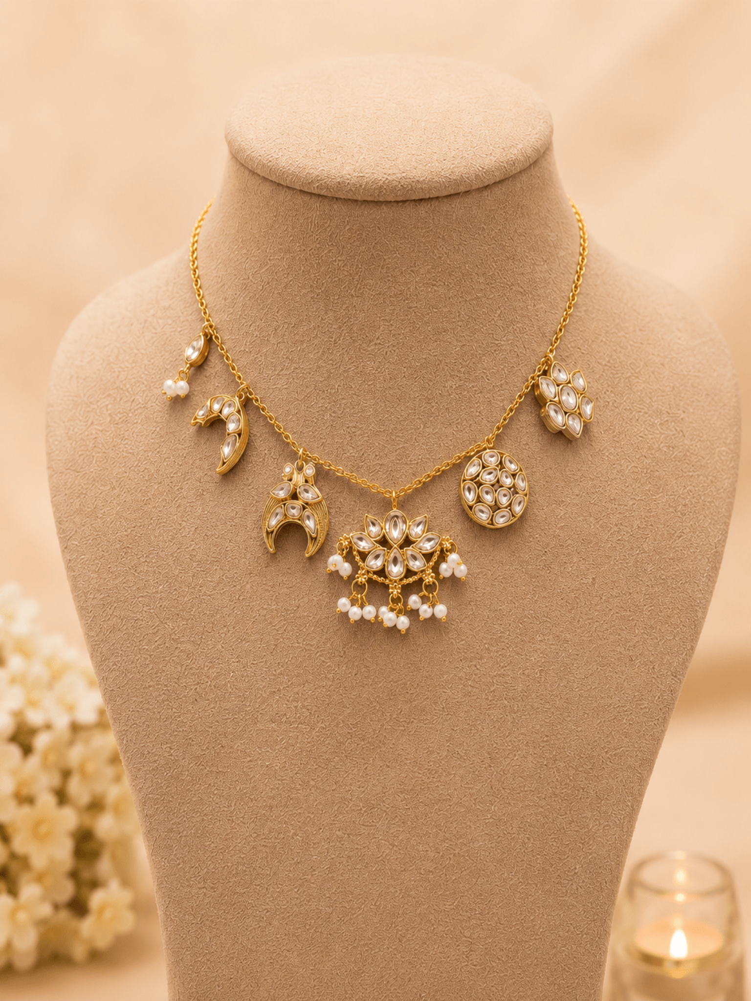 Indian Charms Necklace and earings - Suramya