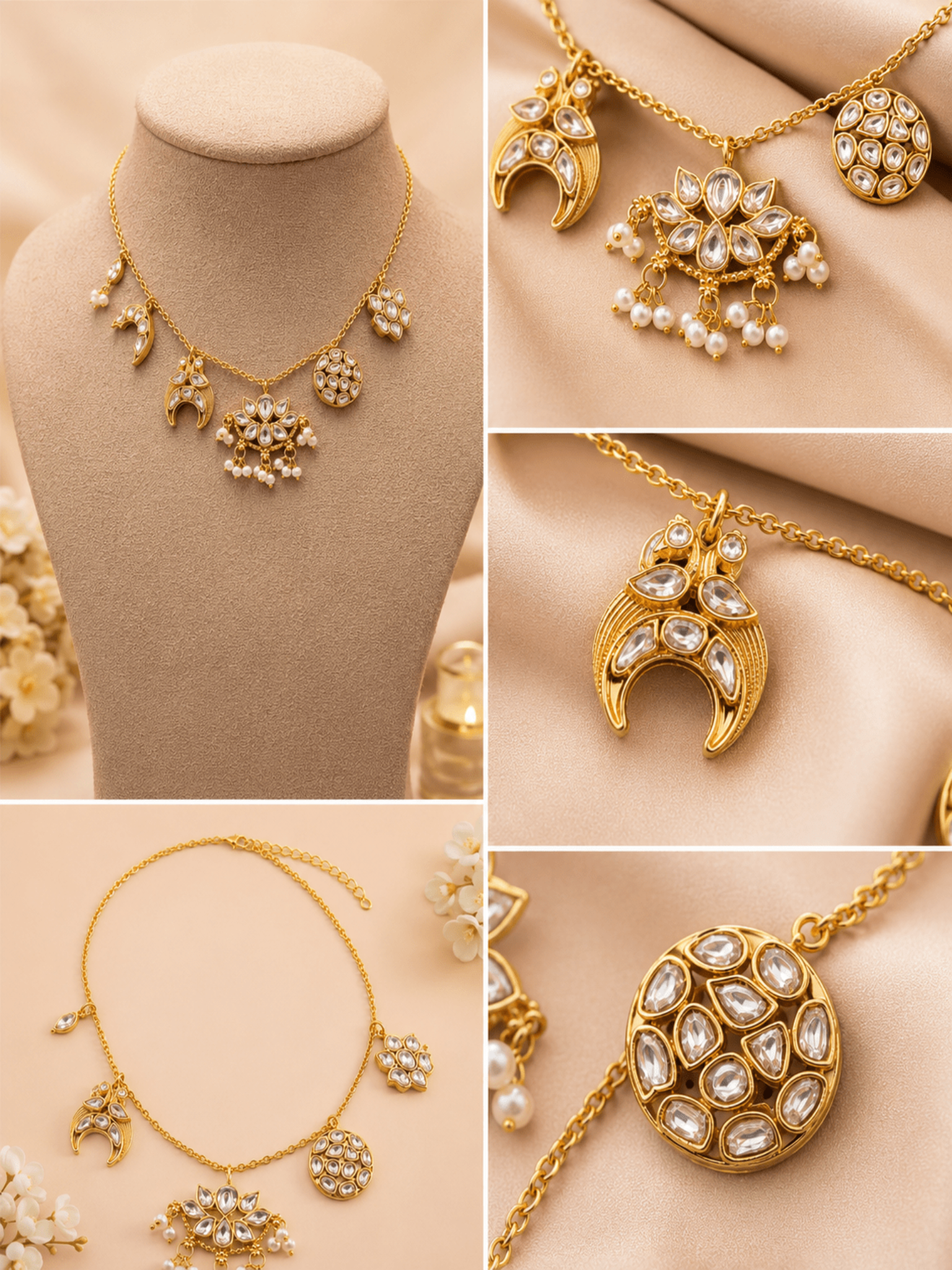 Indian Charms Necklace and earings - Suramya