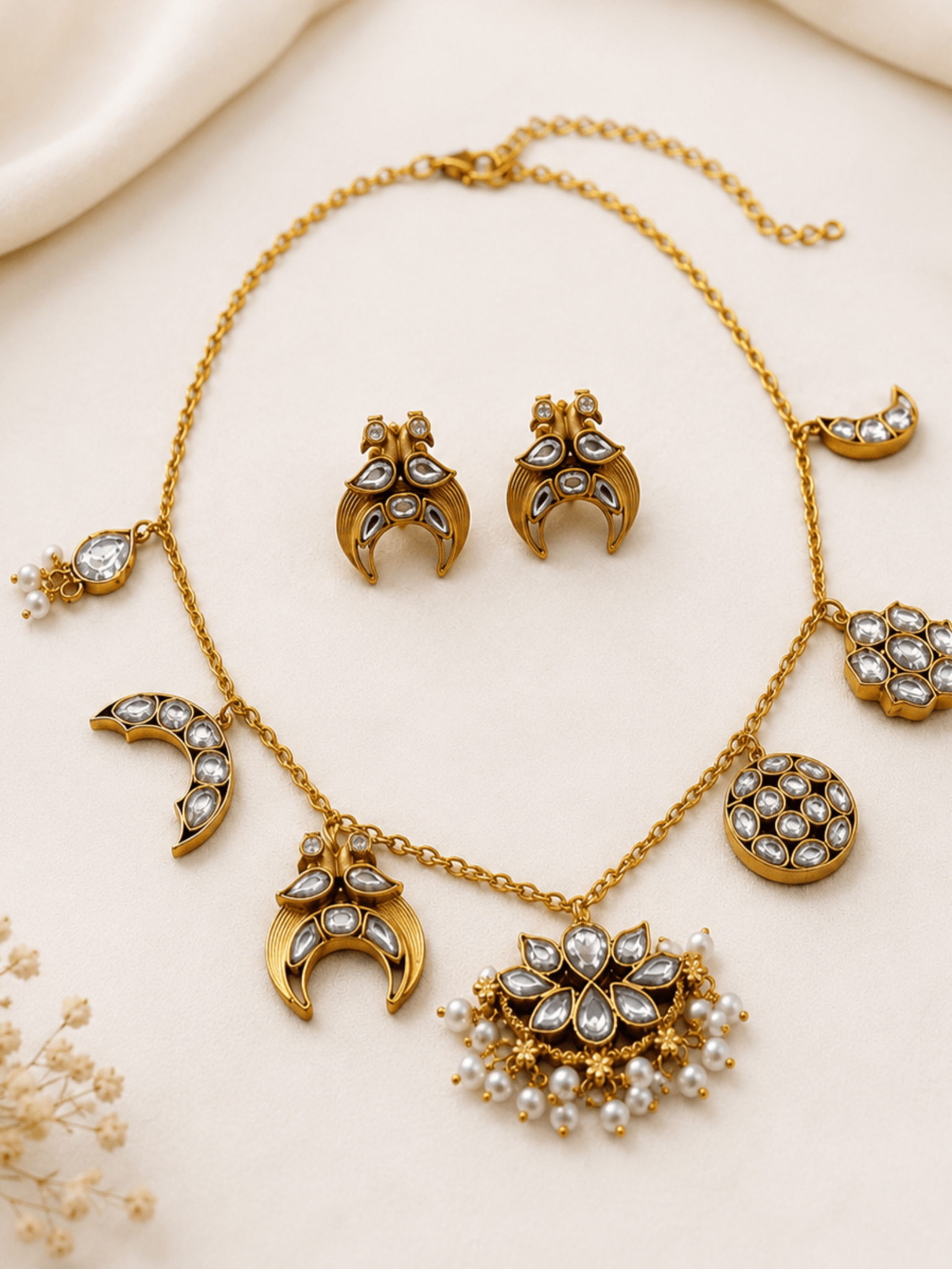 Indian Charms Necklace and earings - Suramya