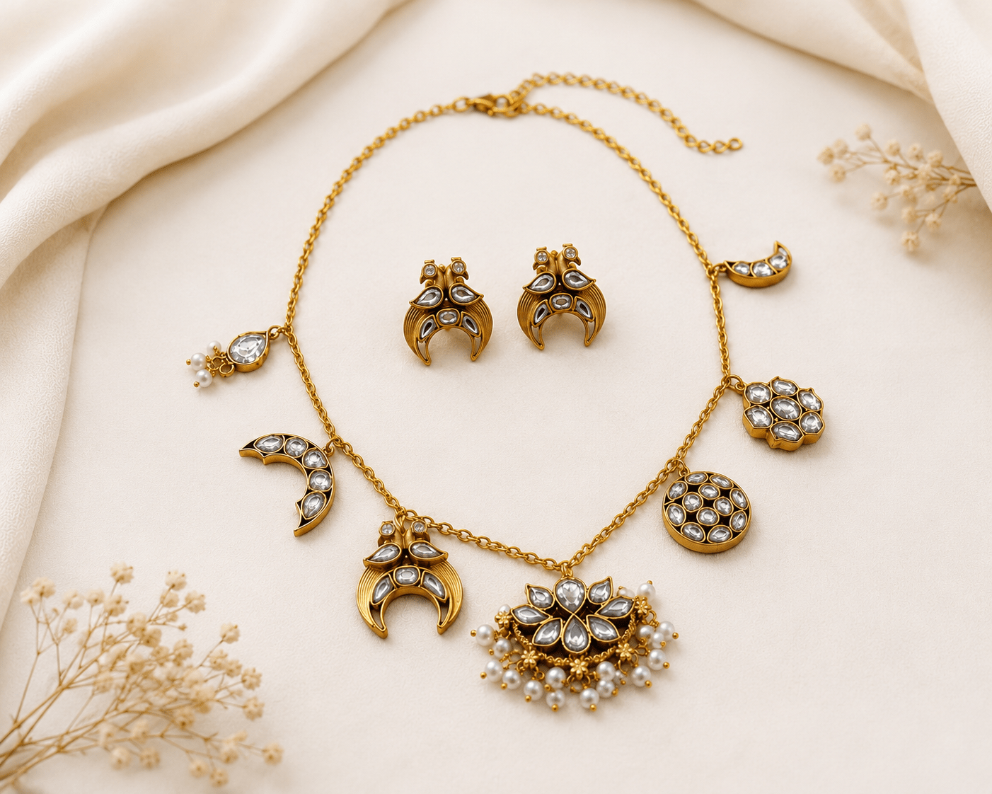 Indian Charms Necklace and earings - Suramya