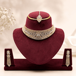 Zircon Detailed Grand Choker Necklace Set (Necklace & Earrings)