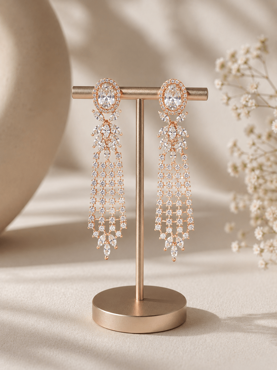 Zircon Detailed Grand Choker Necklace Set (Necklace & Earrings)