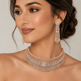 Zircon Detailed Grand Choker Necklace Set (Necklace & Earrings)