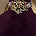 Jadua Navratan Floral Motif Pearl Choker Necklace - Suramya