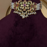 Jadua Navratan Floral Motif Pearl Choker Necklace - Suramya