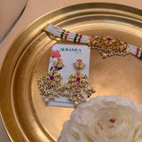Jadua Navratan Floral Motif Pearl Choker Necklace - Suramya