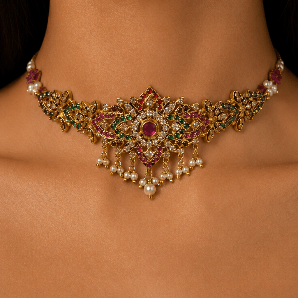 Jadua Navratan Kundan Choker Set - Suramya