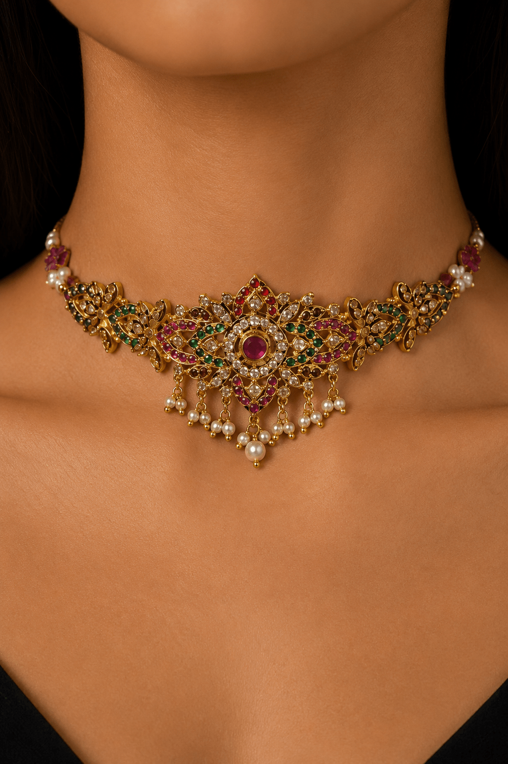 Jadua Navratan Kundan Choker Set - Suramya