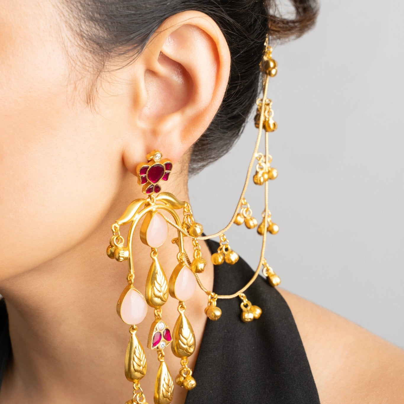 Kashmiri earring with earchains - Suramya