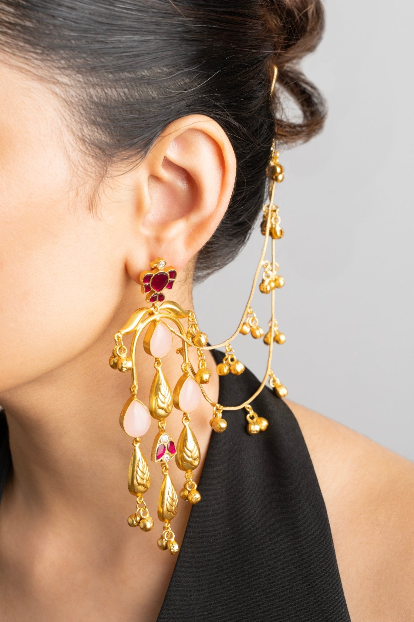 Kashmiri earring with earchains - Suramya