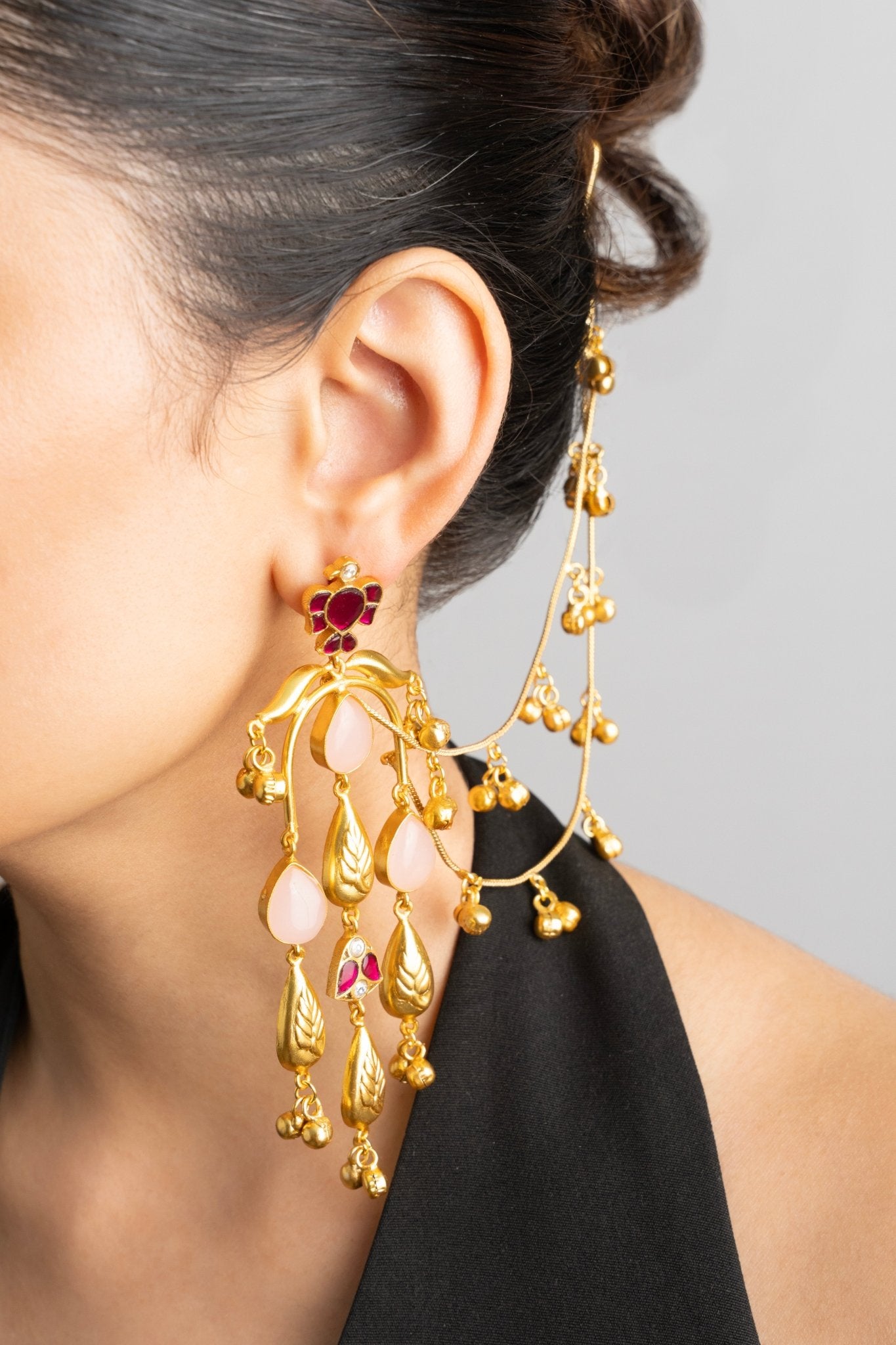 Kashmiri earring with earchains - Suramya
