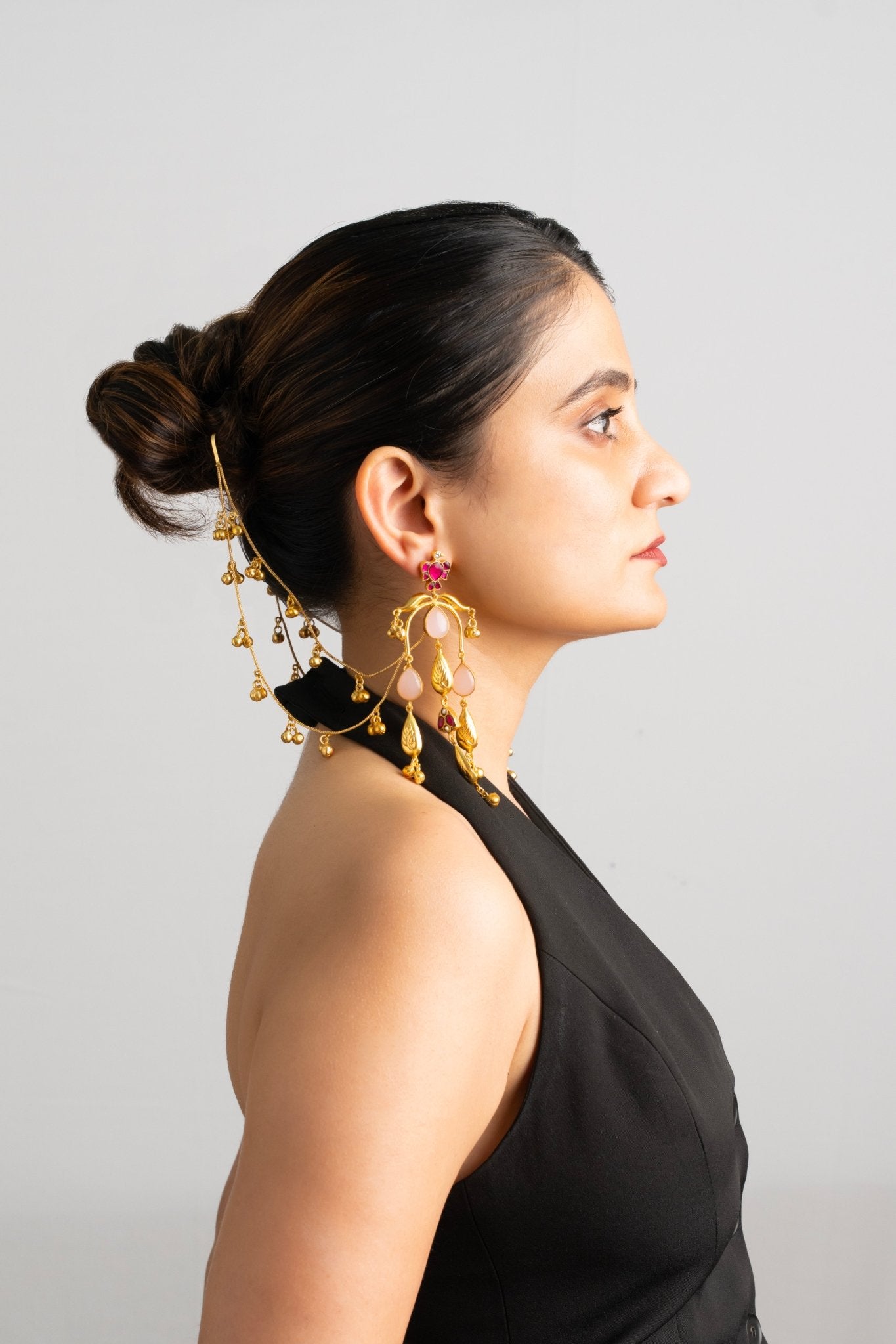 Kashmiri earring with earchains - Suramya