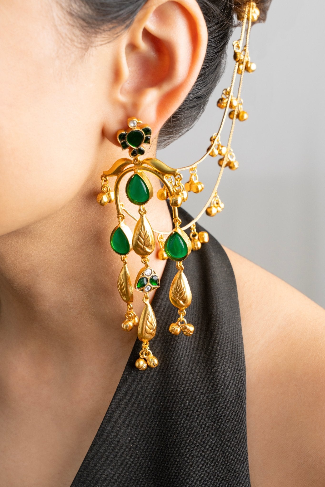 Kashmiri earring with earchains - Suramya