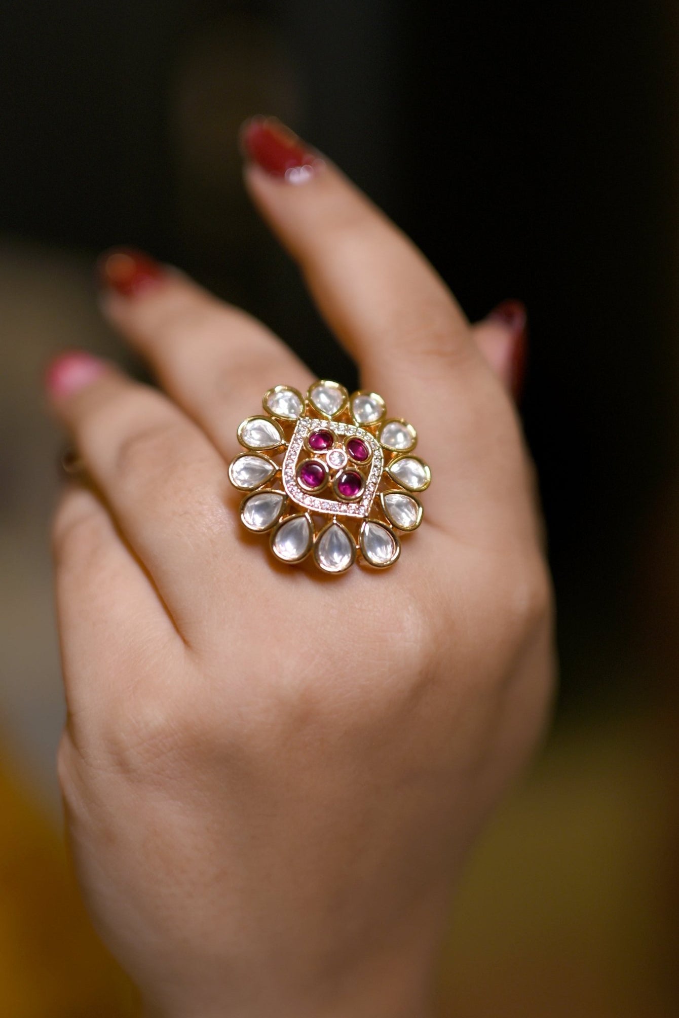 Kundan Rosette Royale Ring - Suramya