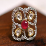 Kundan Scarlet Radiance Ring - Suramya