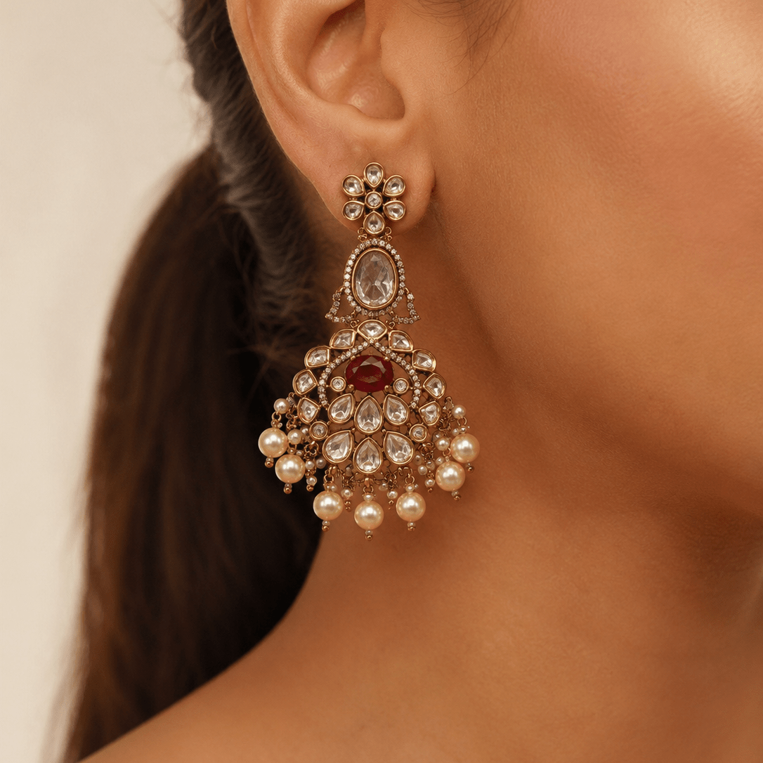 Laalima Pearl Chandbalis - Suramya Designs