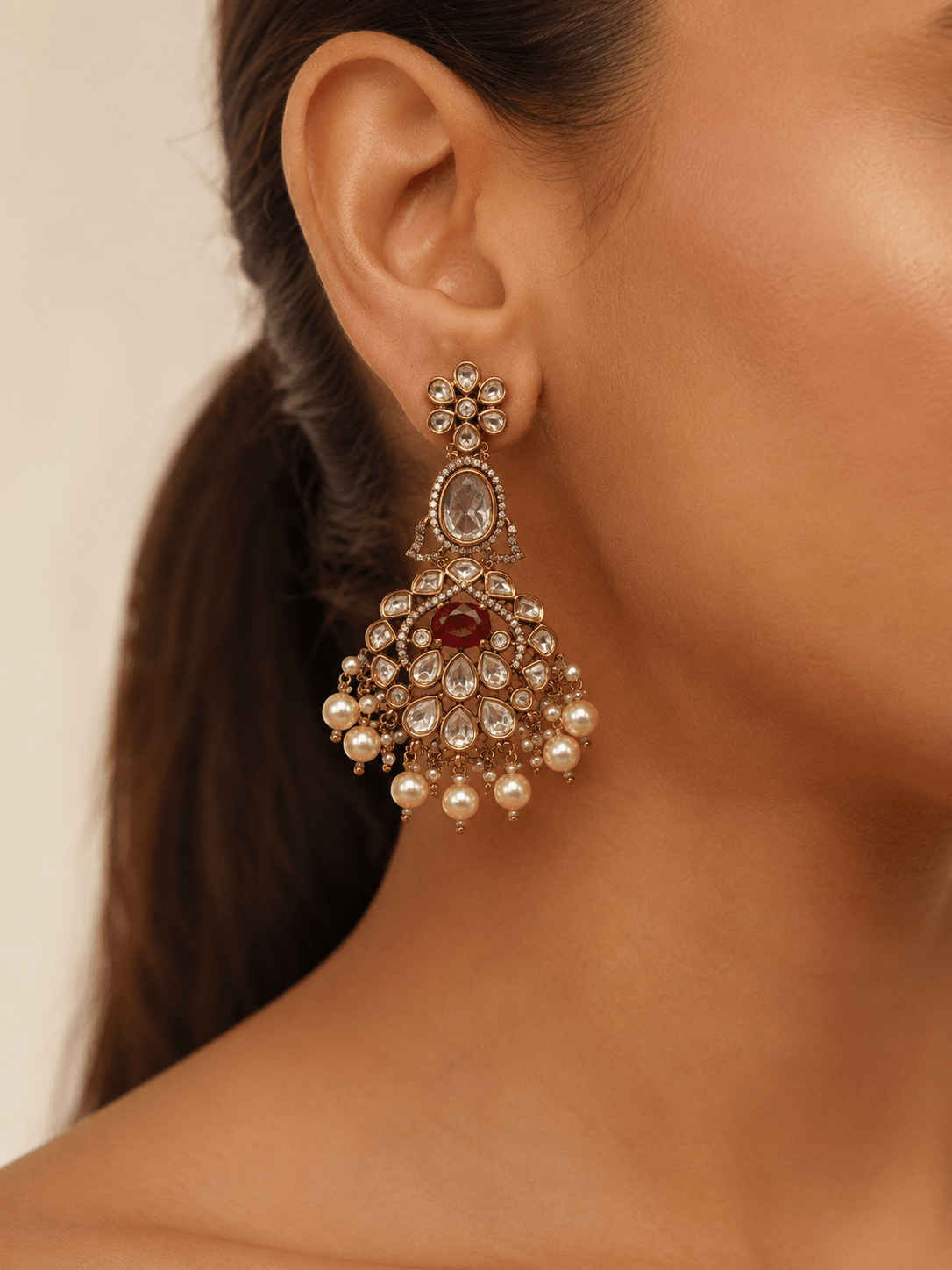 Laalima Pearl Chandbalis - Suramya Designs