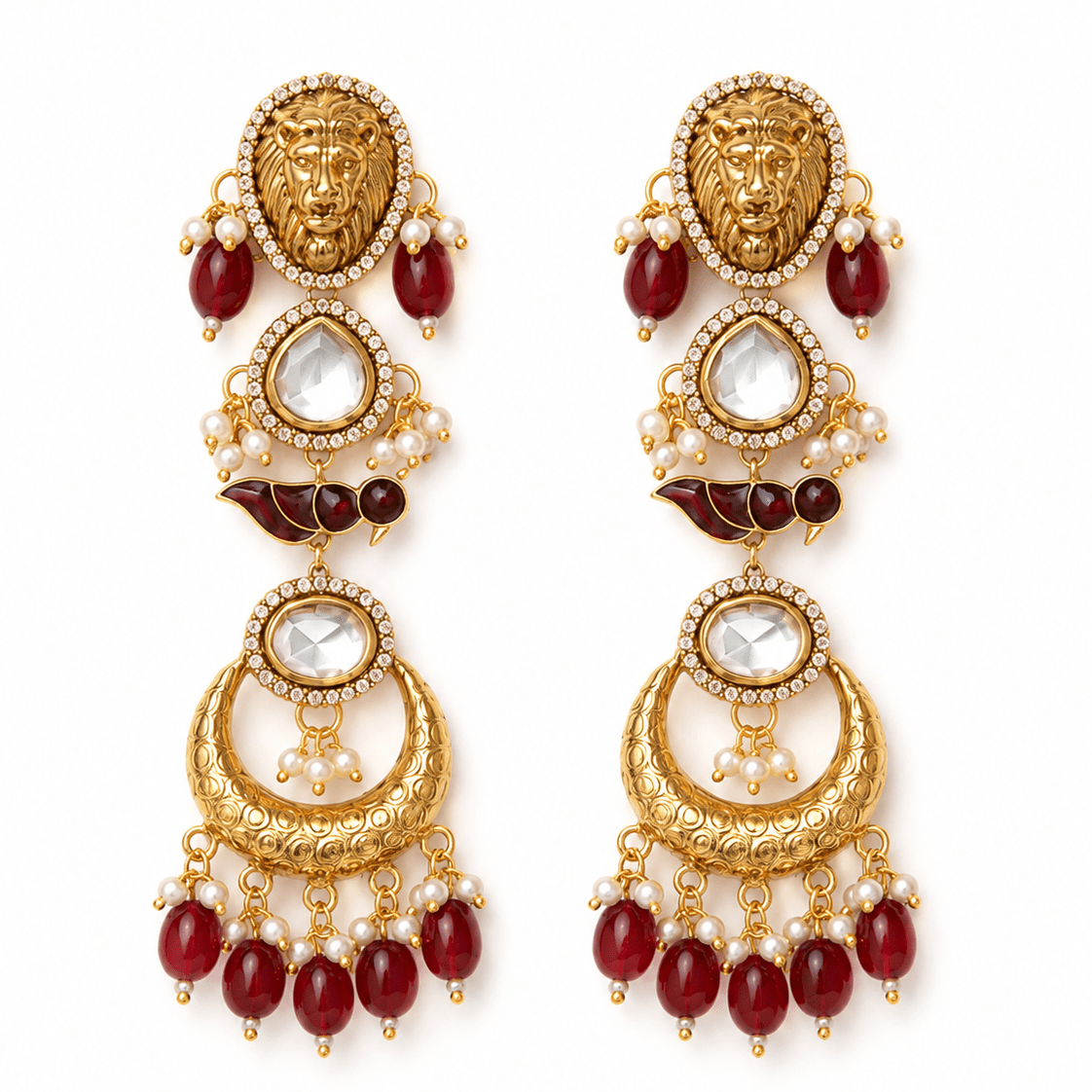 Maharani Lion Motif Chandbalis - Suramya Designs