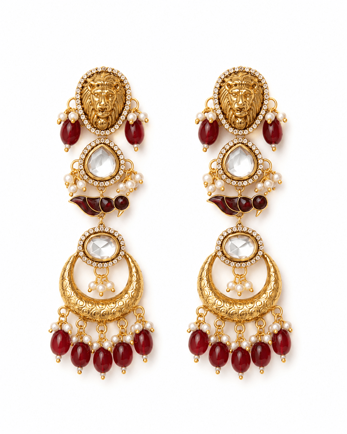 Maharani Lion Motif Chandbalis - Suramya Designs