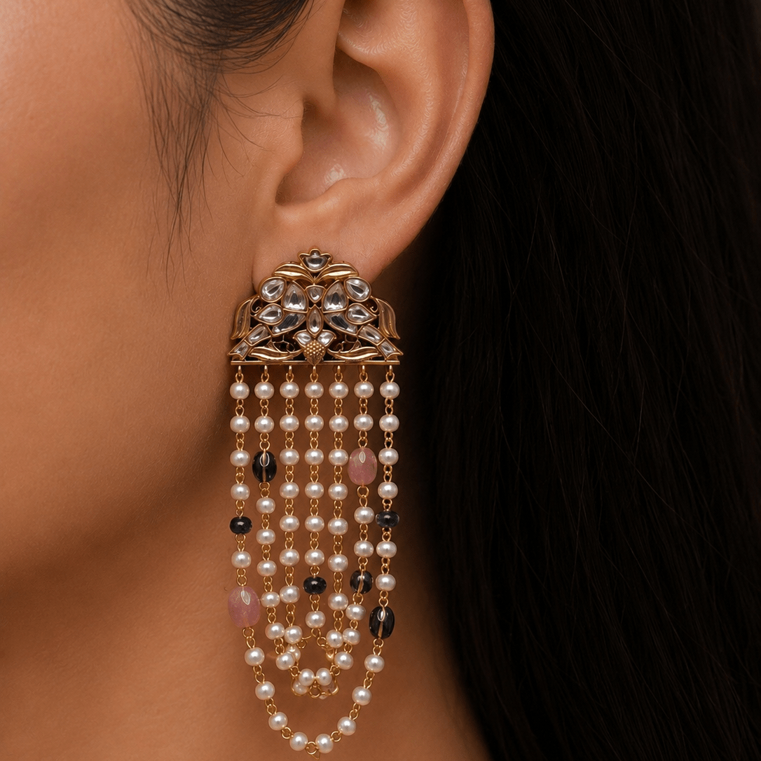 Meher Pearl Cascade Earrings - Suramya Designs
