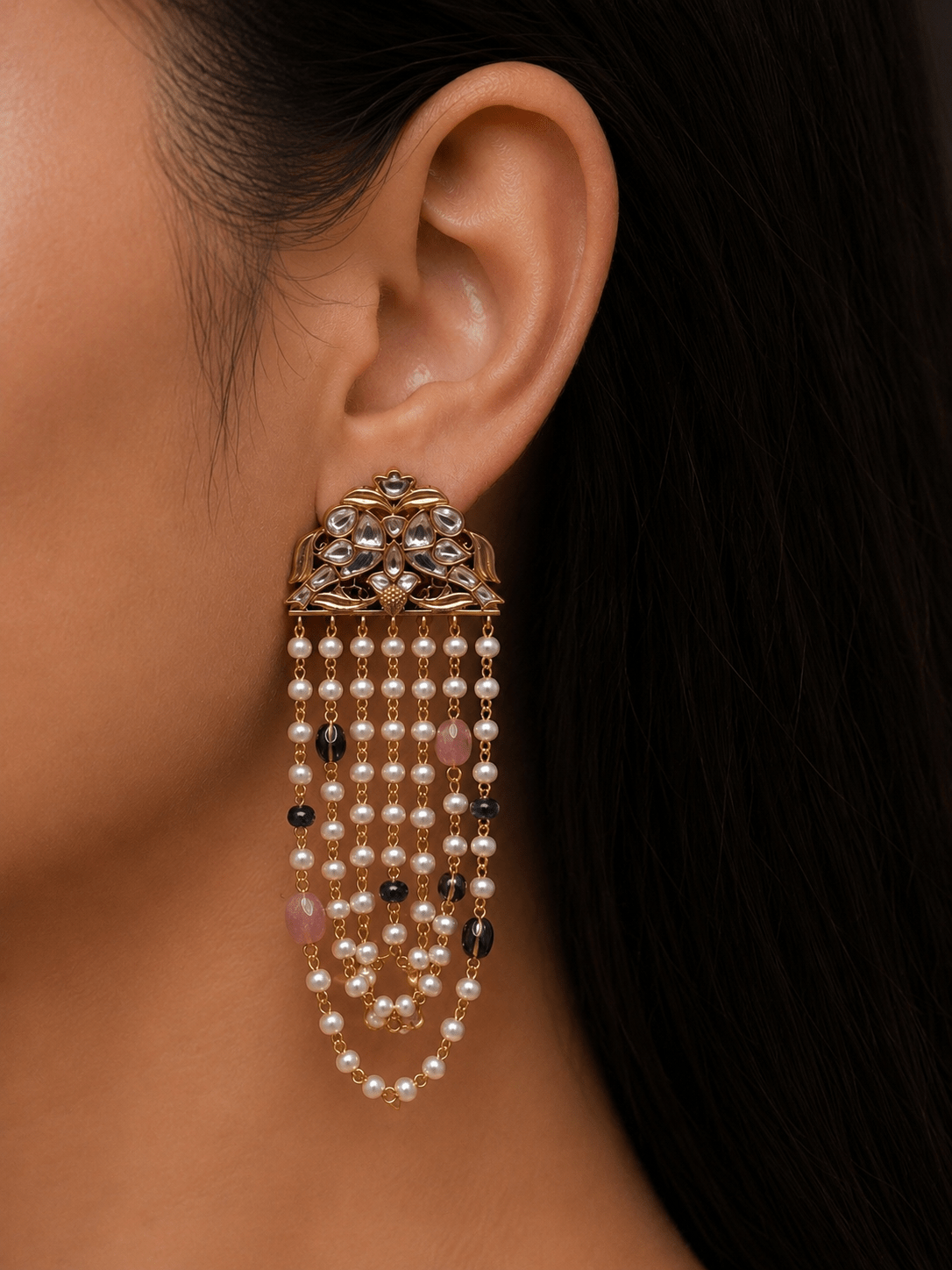 Meher Pearl Cascade Earrings - Suramya Designs