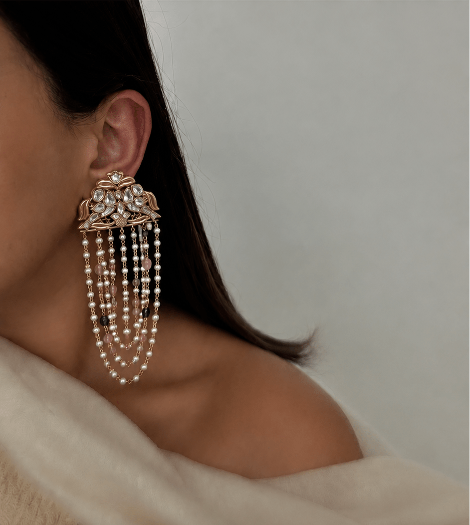 Meher Pearl Cascade Earrings - Suramya Designs