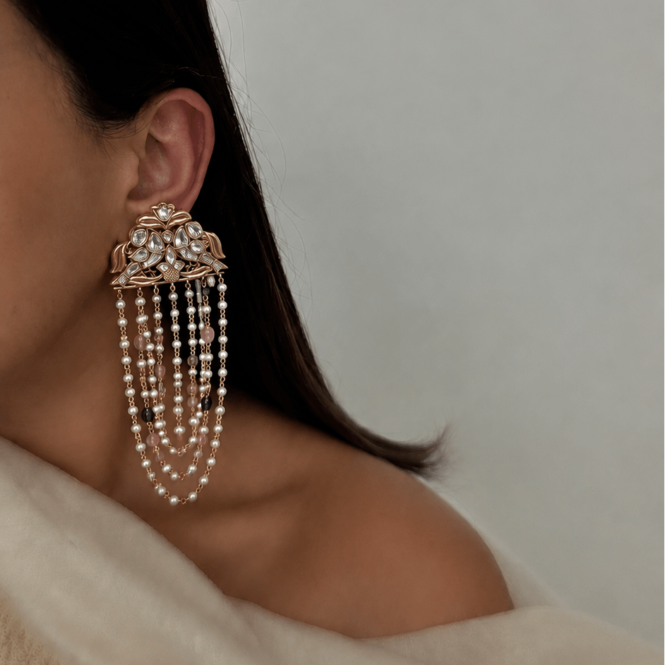 Meher Pearl Cascade Earrings - Suramya Designs