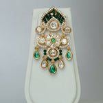 Moissanite & Emerald Chandelier Necklace Set with Earrings - Suramya