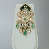 Moissanite & Emerald Chandelier Necklace Set with Earrings - Suramya