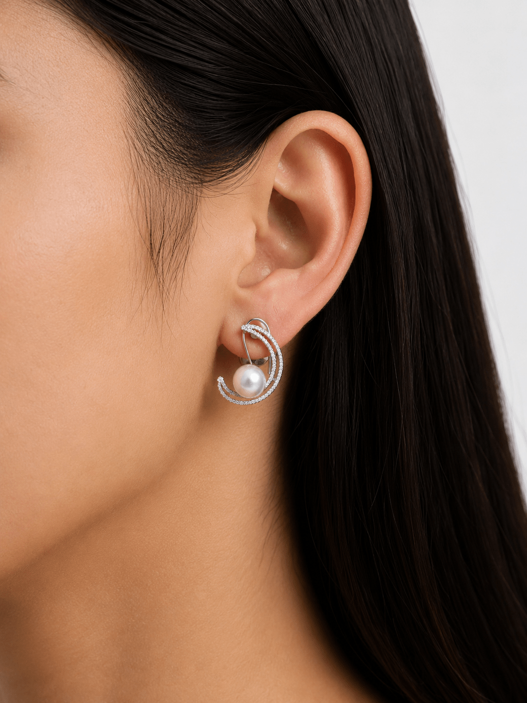 Moonlit Pearl Hoops - Suramya Designs