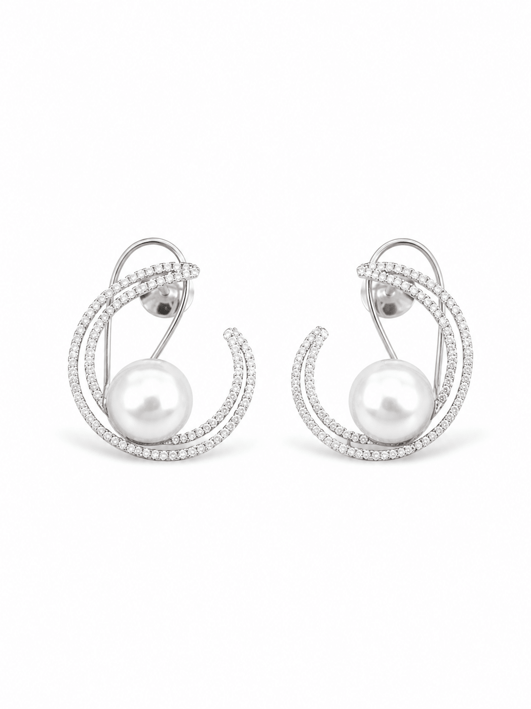 Moonlit Pearl Hoops - Suramya Designs