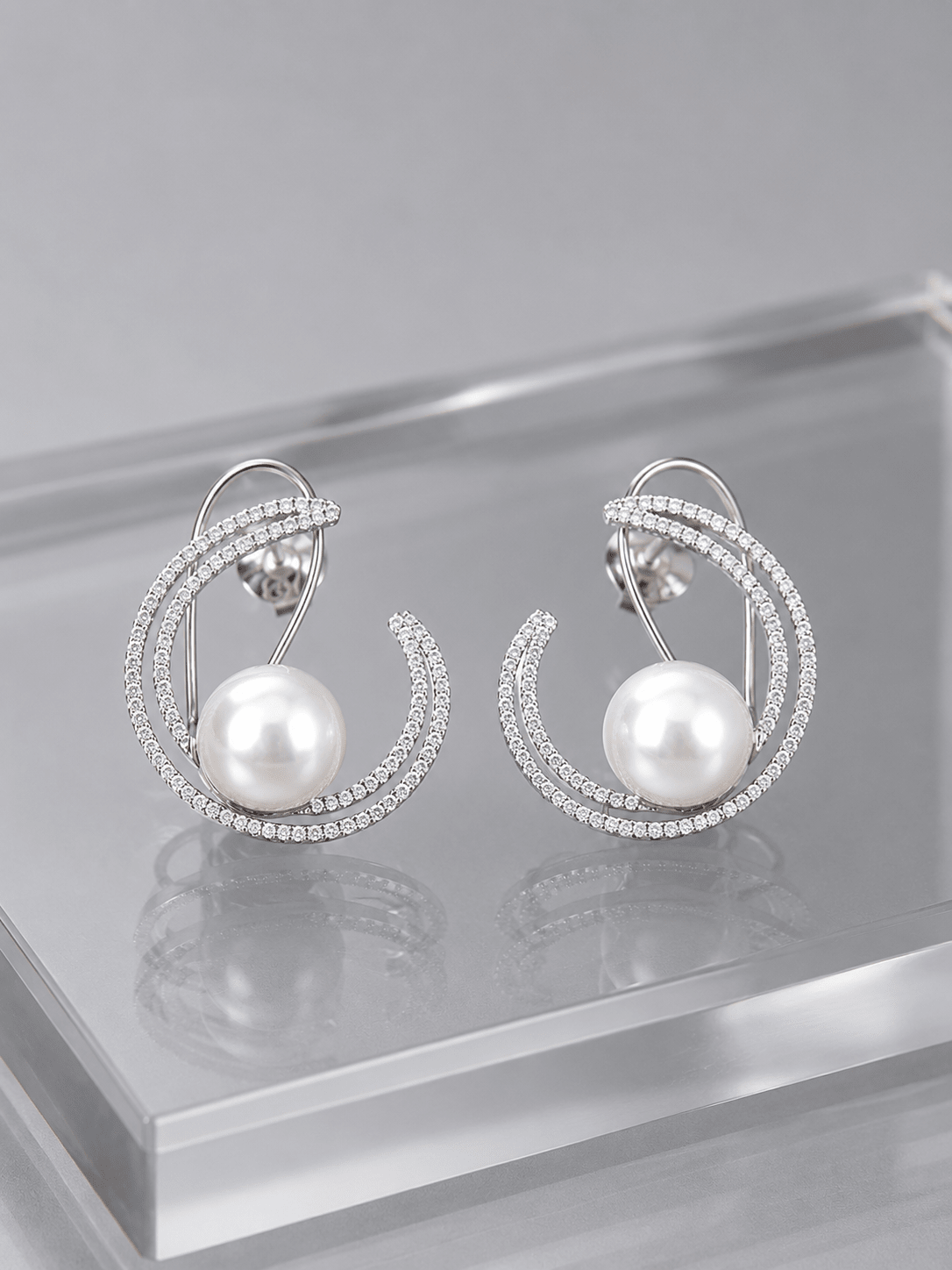 Moonlit Pearl Hoops - Suramya Designs