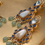 Moonstone Blue Kundan Statement Necklace - Suramya