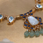 Moonstone Blue Kundan Statement Necklace - Suramya