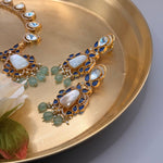 Moonstone Blue Kundan Statement Necklace - Suramya