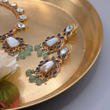 Moonstone Blue Kundan Statement Necklace - Suramya