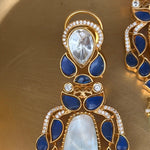 Moonstone Blue Kundan Statement Necklace - Suramya