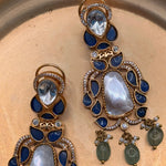 Moonstone Blue Kundan Statement Necklace - Suramya