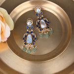 Moonstone Blue Kundan Statement Necklace - Suramya