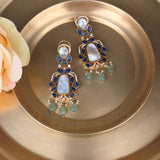 Moonstone Blue Kundan Statement Necklace - Suramya