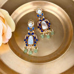 Moonstone Blue Kundan Statement Necklace - Suramya