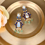 Moonstone Blue Kundan Statement Necklace - Suramya