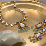 Moonstone Blue Kundan Statement Necklace - Suramya