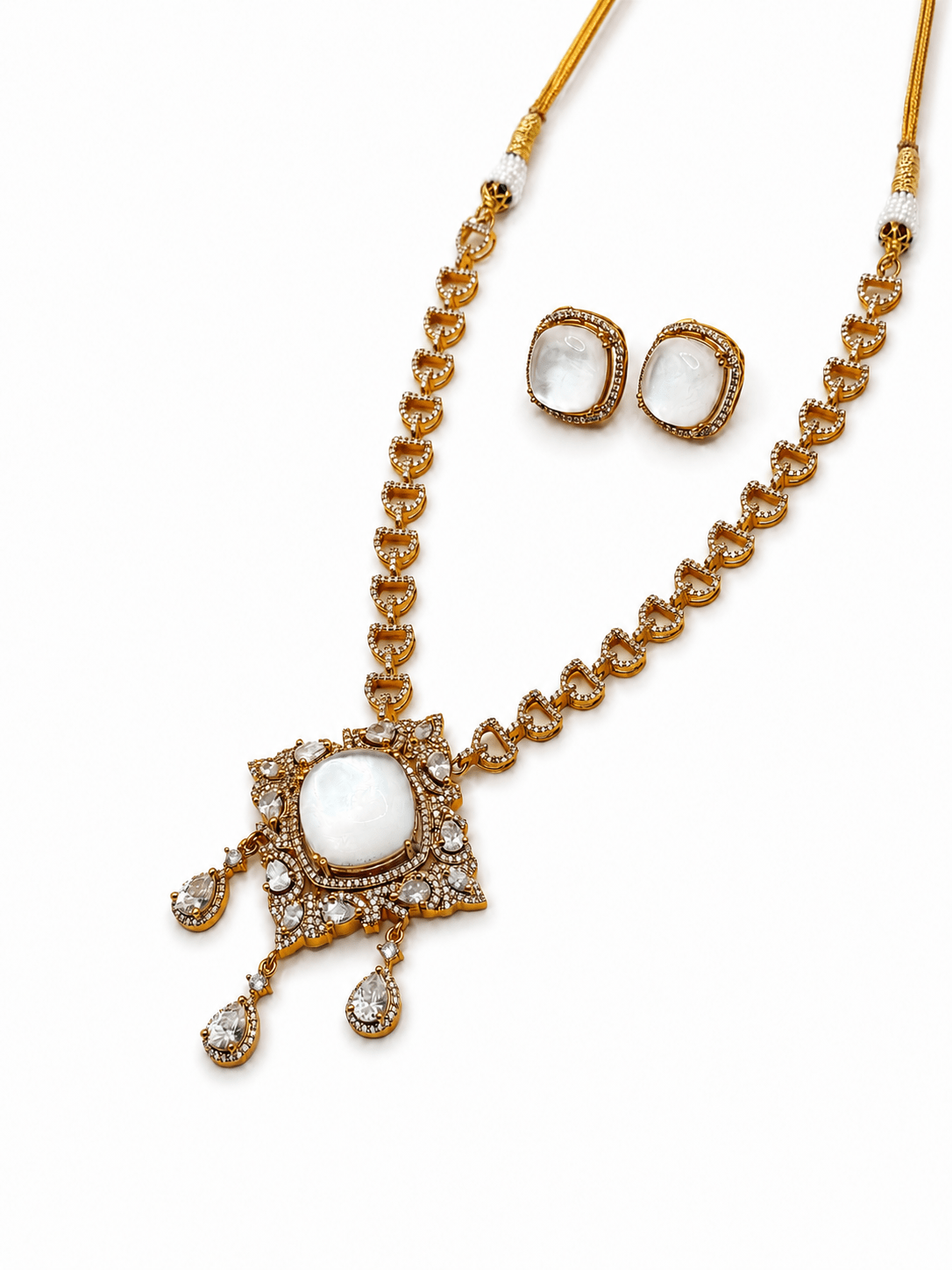 Moonstone & Victorian Necklace Set - Suramya Designs