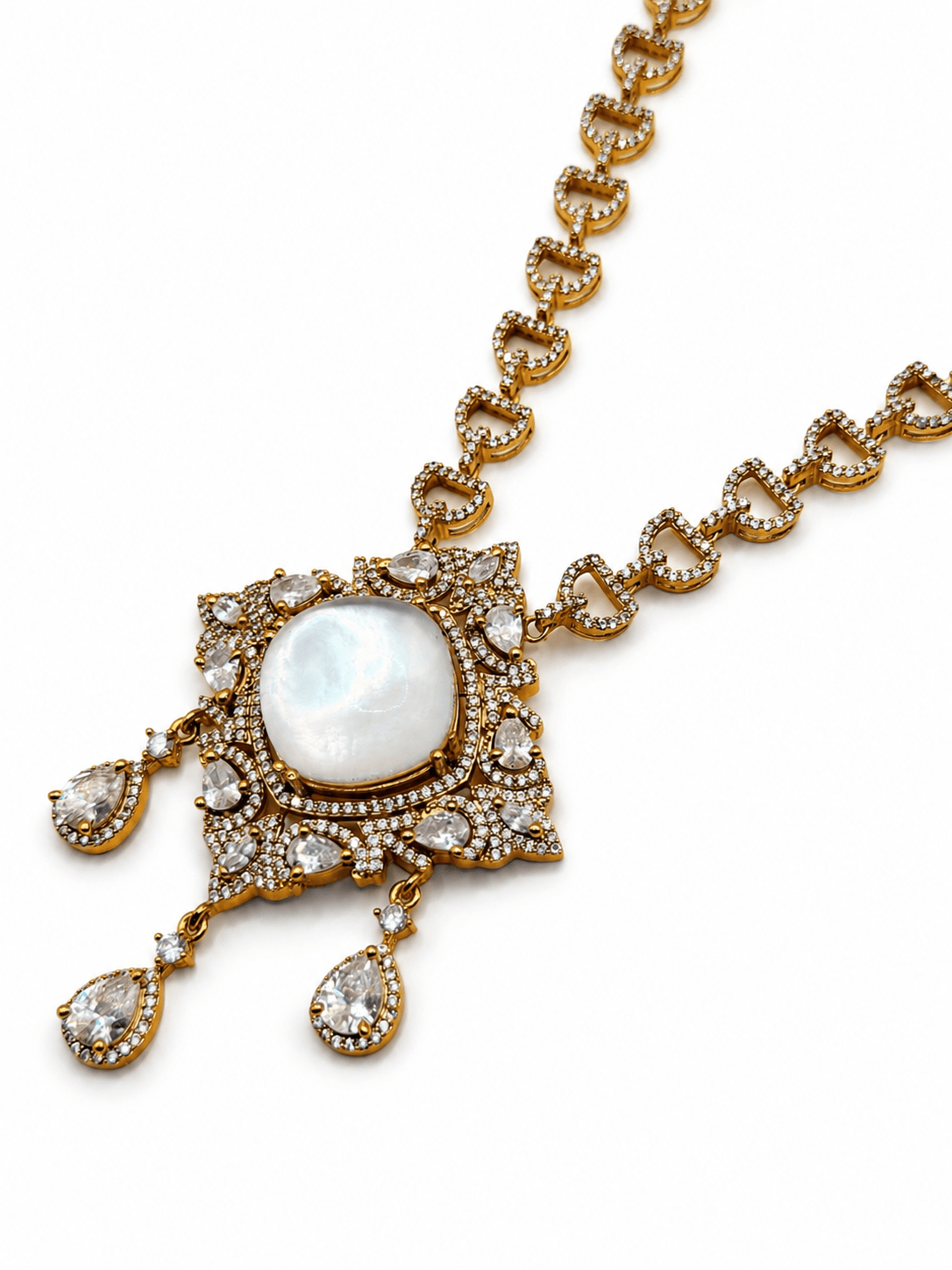 Moonstone & Victorian Necklace Set - Suramya Designs